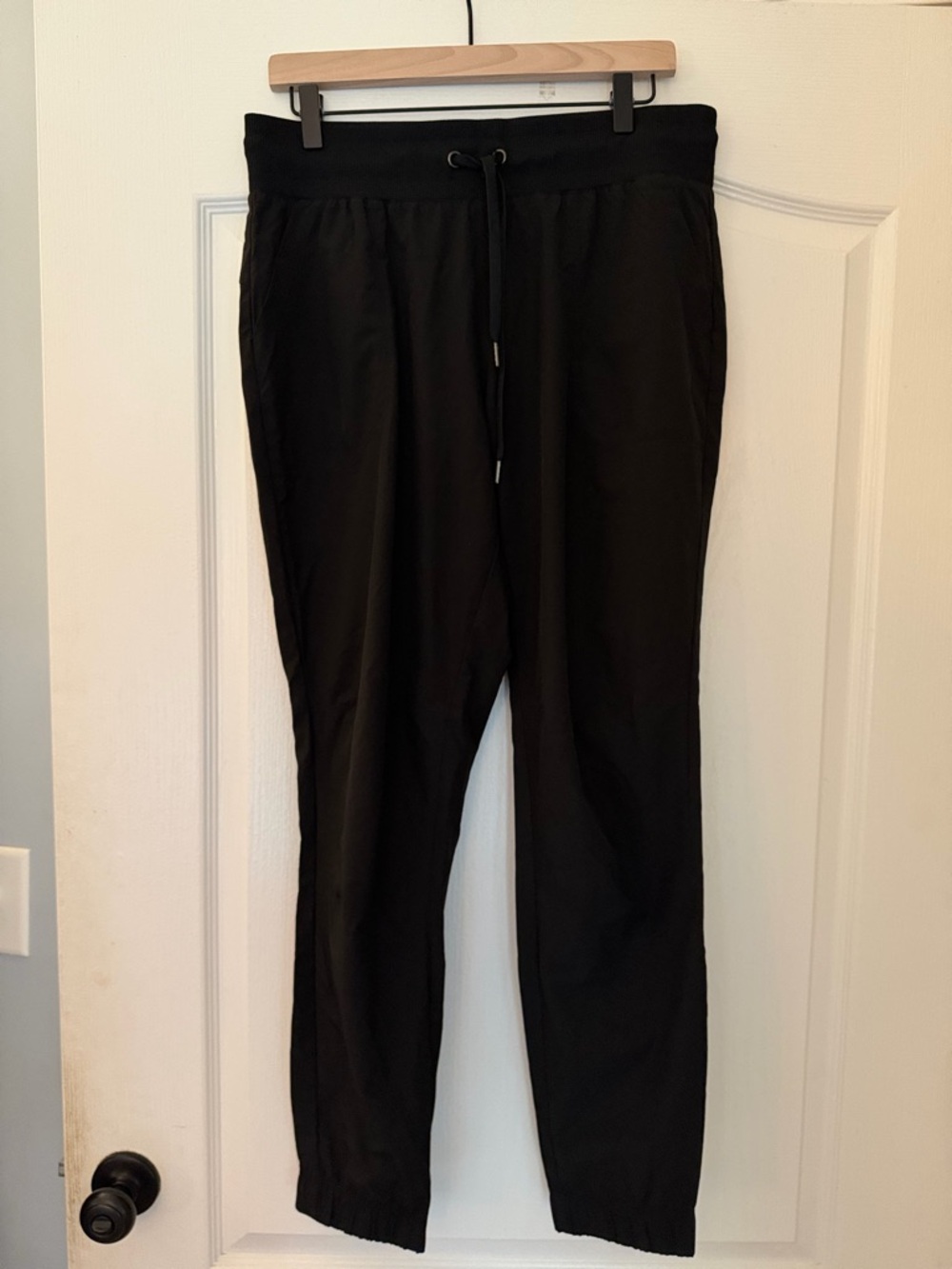 Women's Black Drawstring Track Pants with Elastic Waist